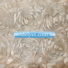 Ткань Атласные розы 3D (молоко)